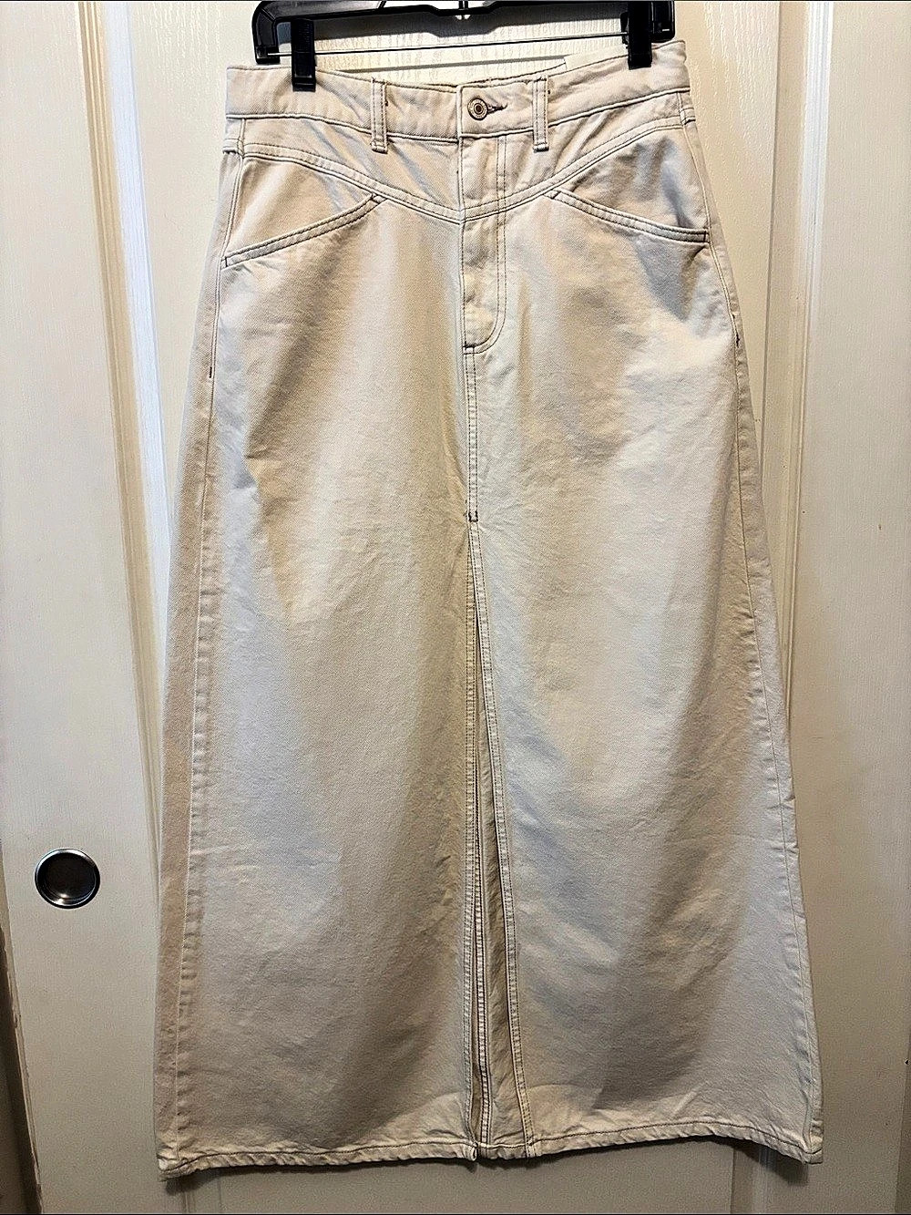 We The Free Come As You Are Denim Maxi Skirt Cream 6
